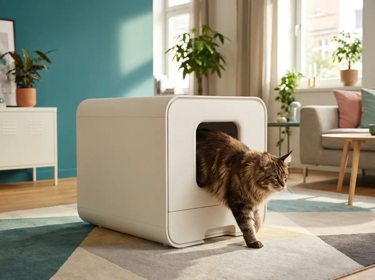 Best Automatic Litter Boxes (Cleaning Options) Fully enclosed automatic litter box with odor-control design
