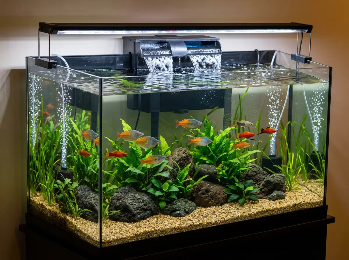 Affordable hang on back filter for a starter aquarium