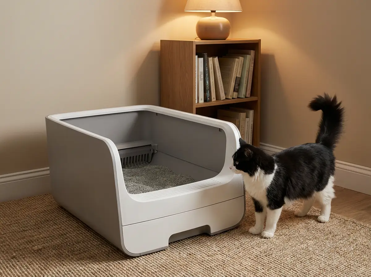 Best Automatic Litter Boxes (Cleaning Options) Open rake-style automatic litter box for cats