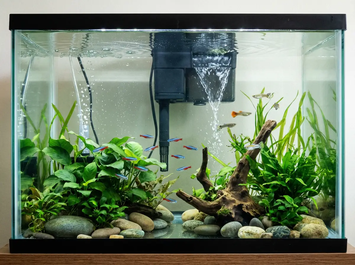 Hang on back aquarium filter for freshwater fish tanks