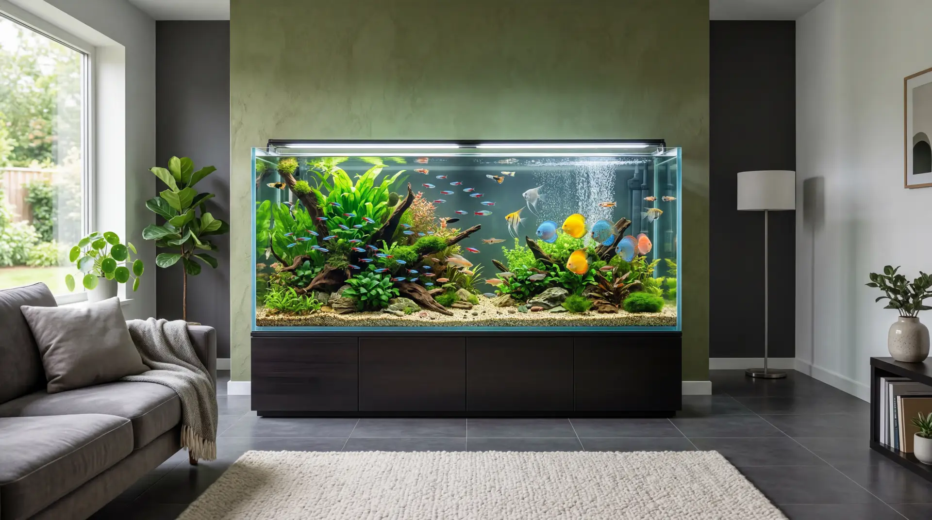 Planted aquarium in a modern living room