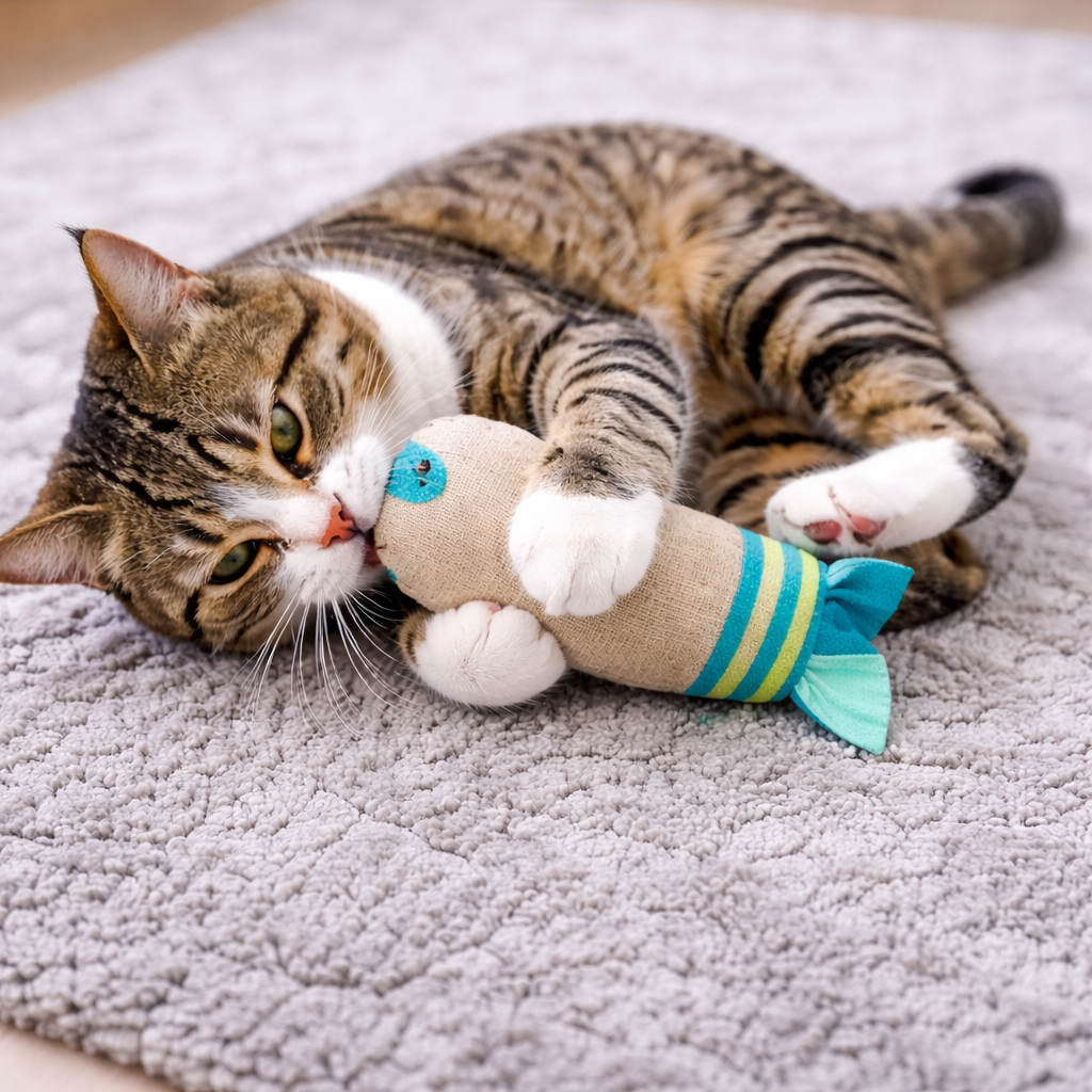 Kitten playing with a toy