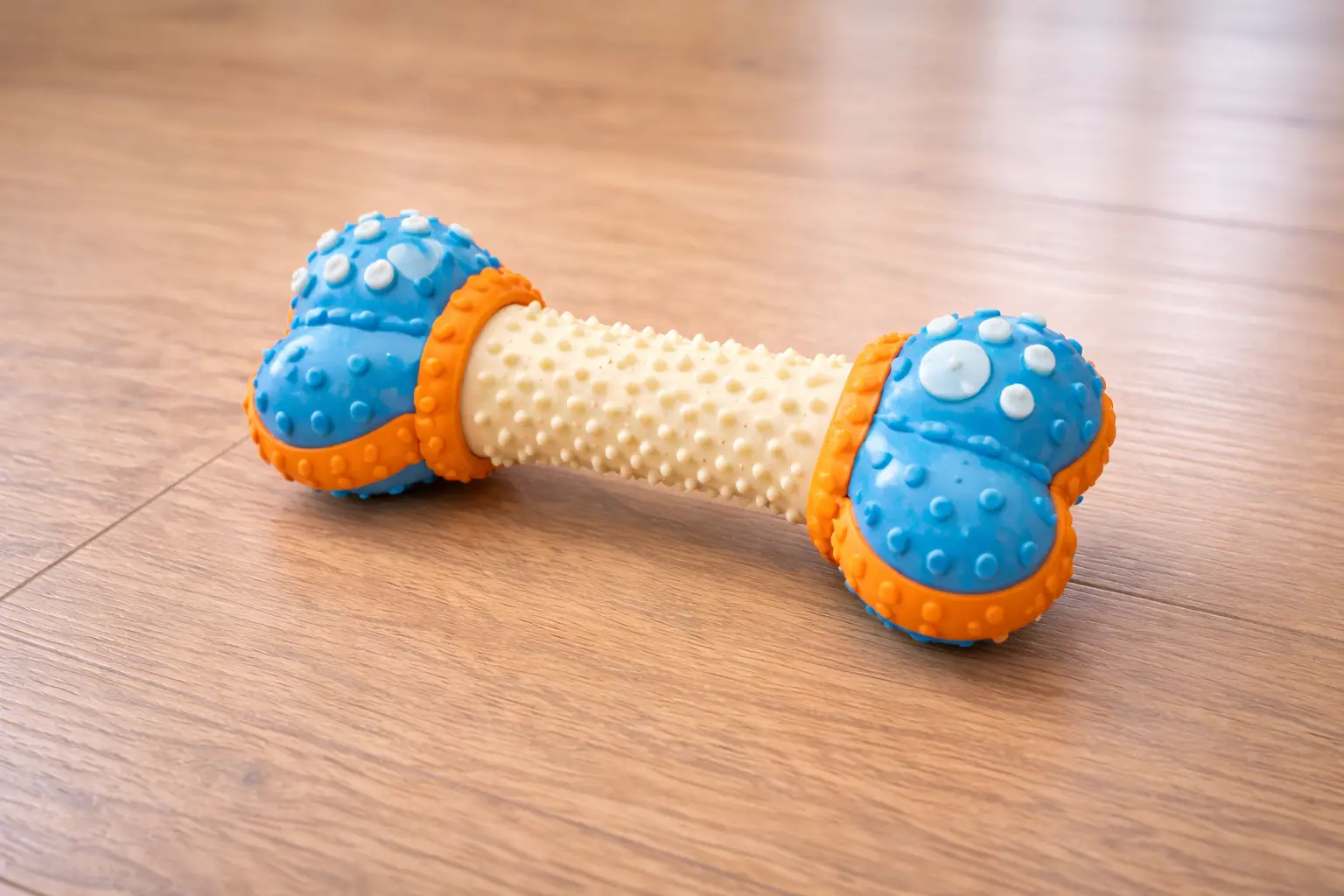 Illustration of a dog chewing a toy