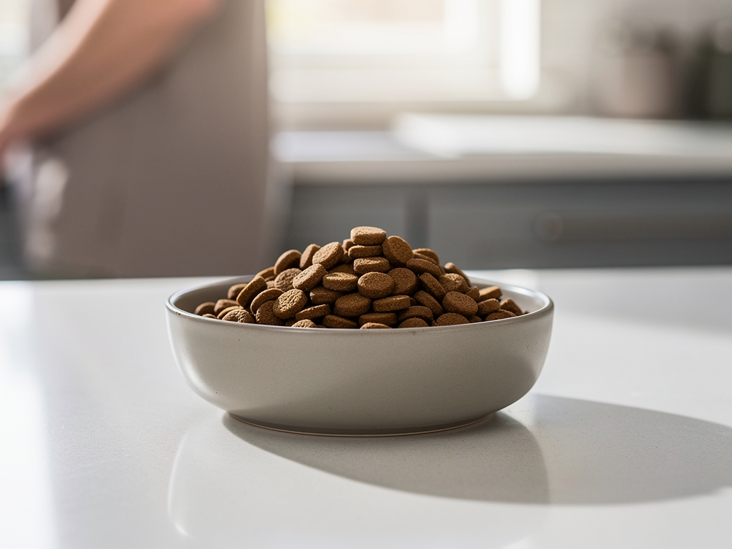 Bowl of indoor adult cat kibble