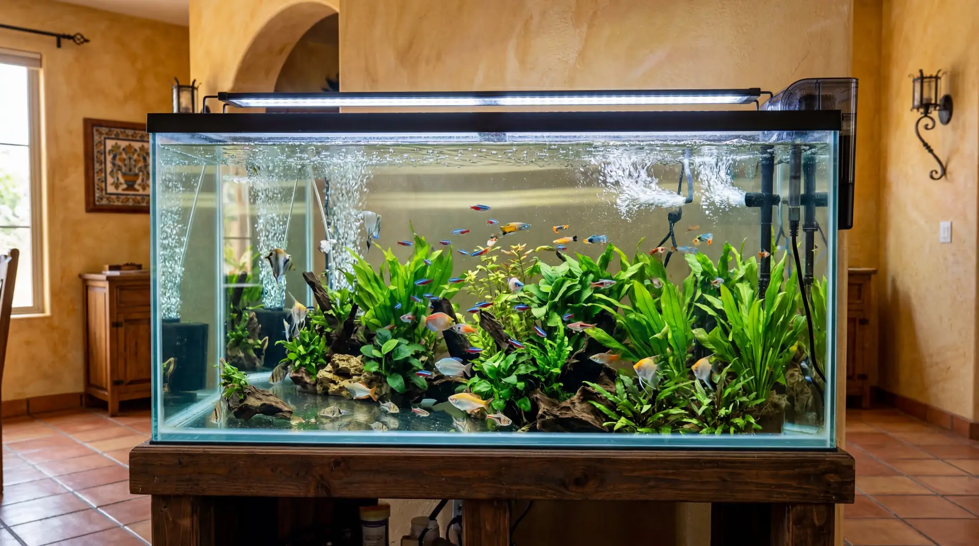 Aquarium fish tank for fish product guides