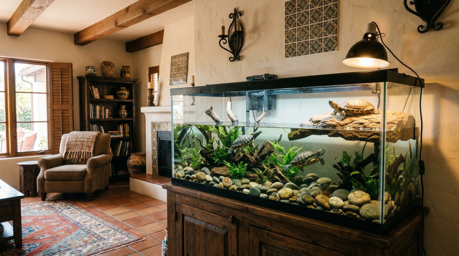 Aquatic turtle tank setup