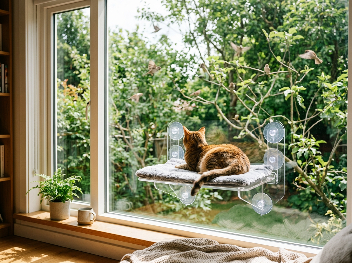 Sturdy shelf-style cat window perch