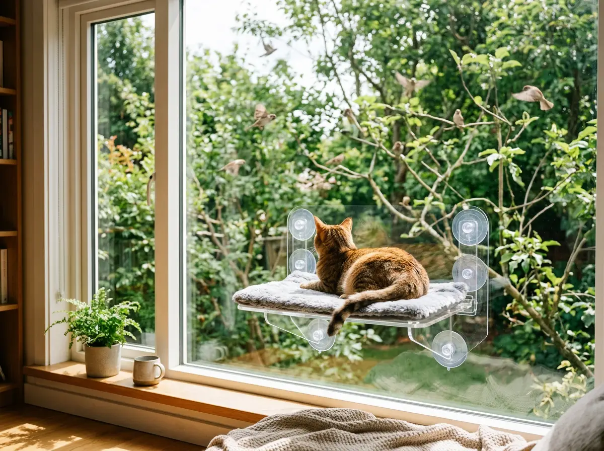 Sturdy shelf-style cat window perch