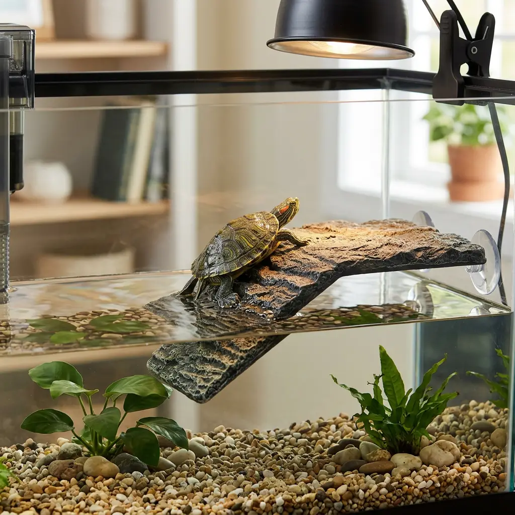 Raised basking platform for aquatic turtles