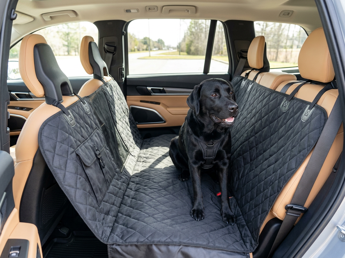 Best overall dog seat cover installed in a car back seat