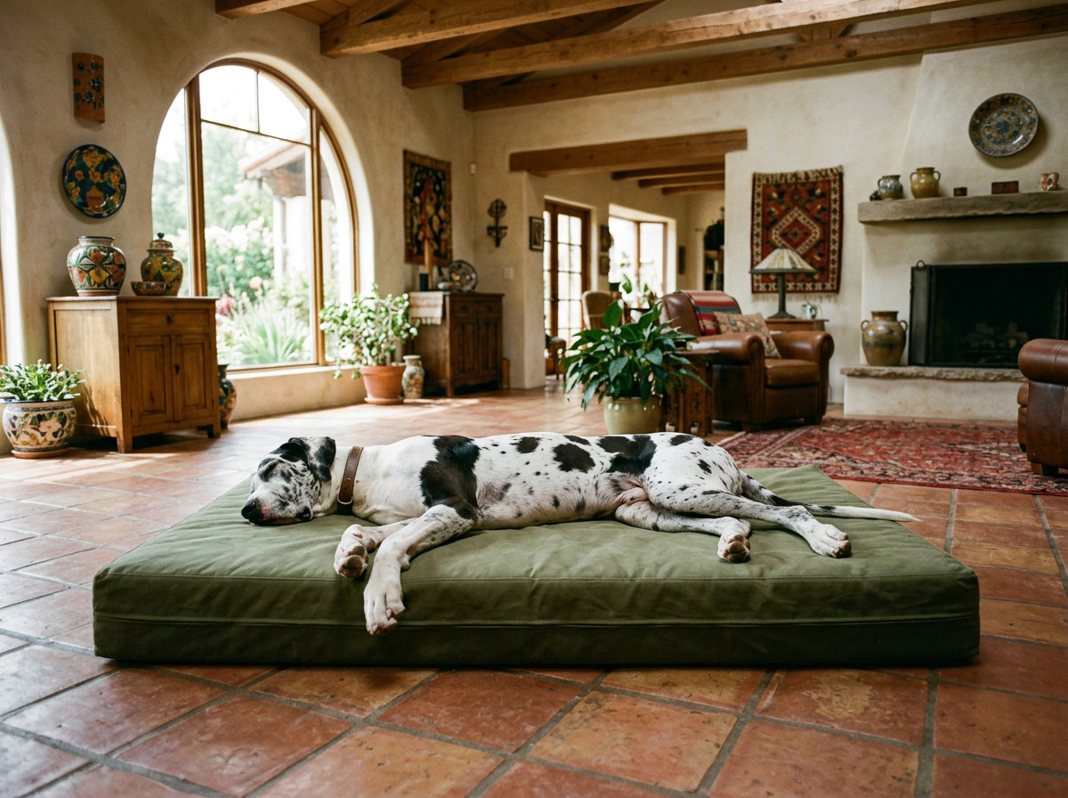 Large durable dog bed for heavy dogs and strong chewers