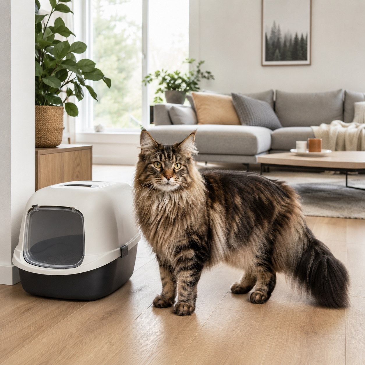 Covered cat litter box