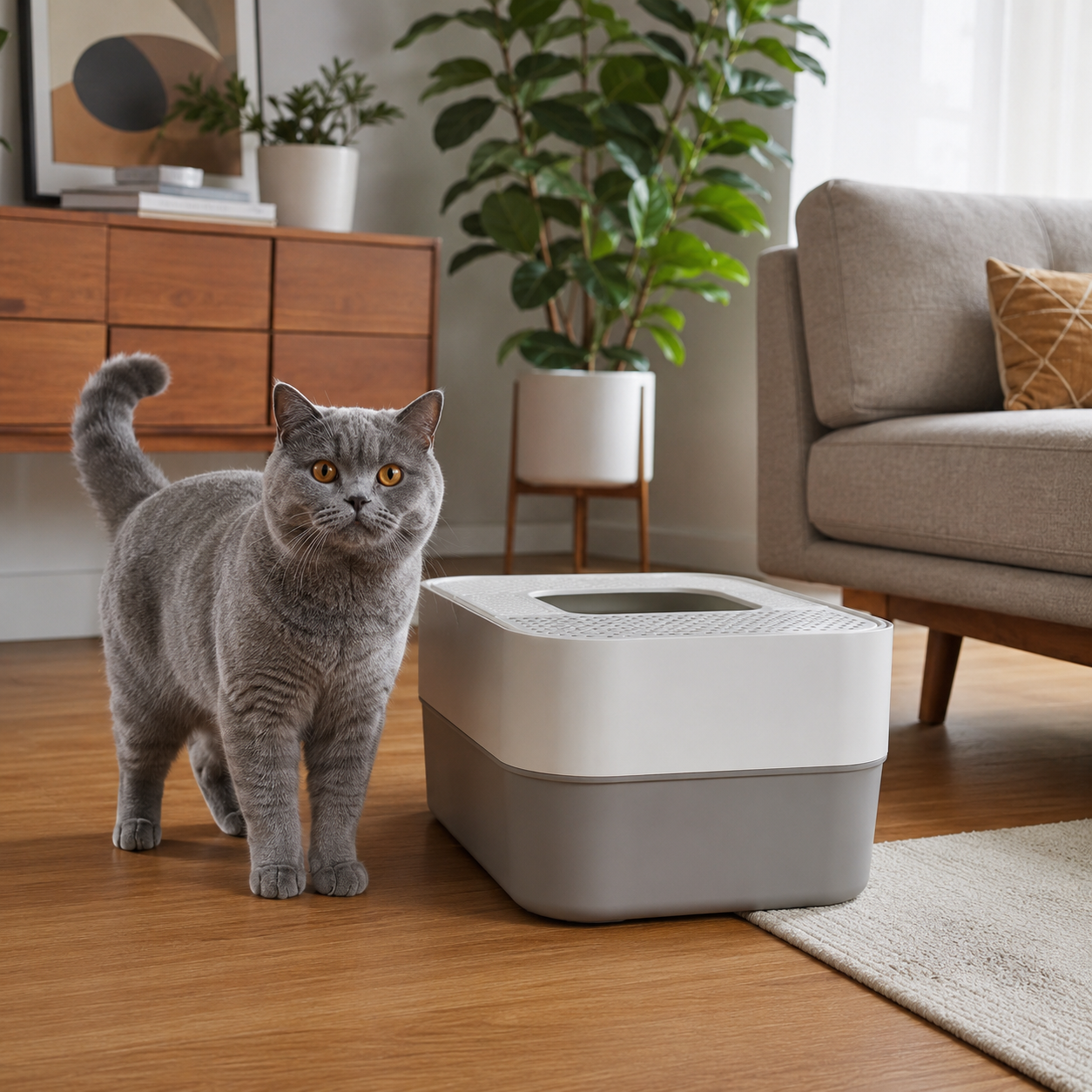 Top entry cat litter box